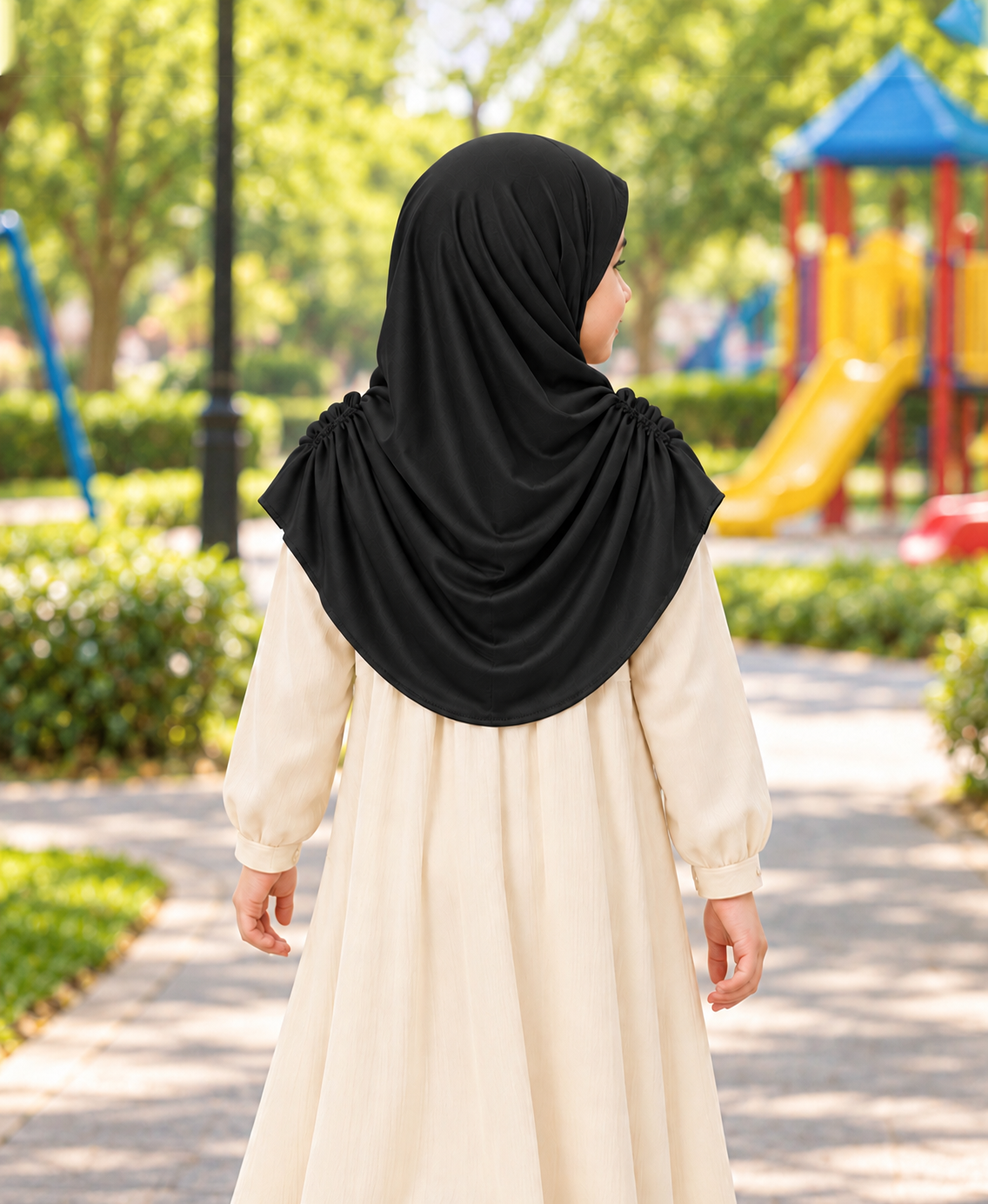 MEHAR Kids Heena Hijab for Girls  Rhinestones & Adjustable Shoulder Ties