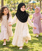 MEHAR Kids Heena Hijab for Girls  Rhinestones & Adjustable Shoulder Ties