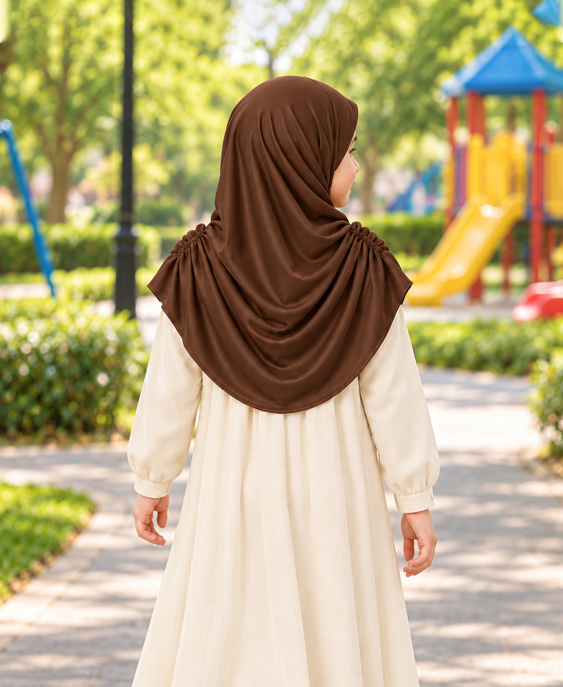 MEHAR Kids Heena Hijab for Girls | Rhinestones & Adjustable Shoulder Ties