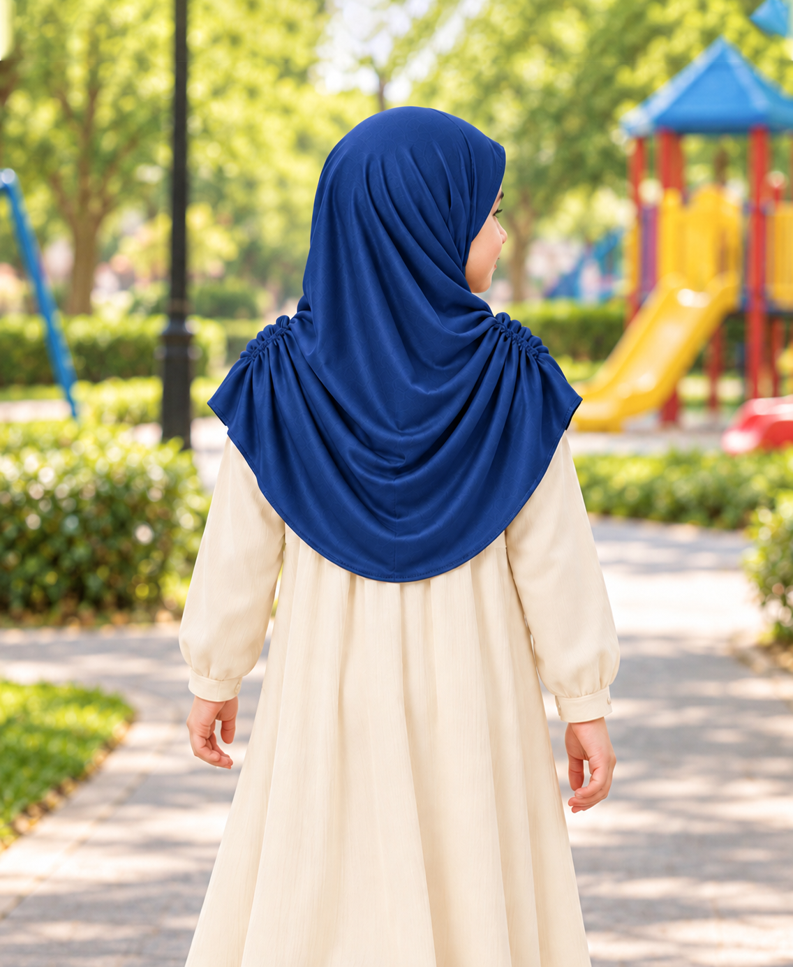 MEHAR Kids Heena Hijab for Girls |  Rhinestones & Adjustable Shoulder Ties