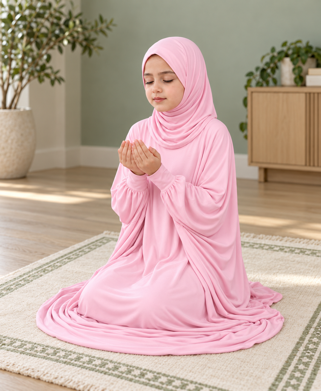 Mehar Zunaira kids namazi prayer dress for girls in Orchid Pink, view 2