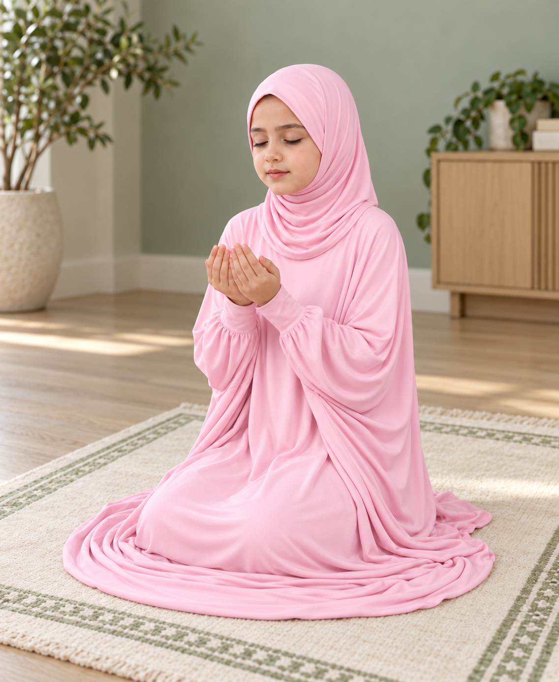 Mehar Zunaira kids namazi prayer dress for girls in Orchid Pink, view 2
