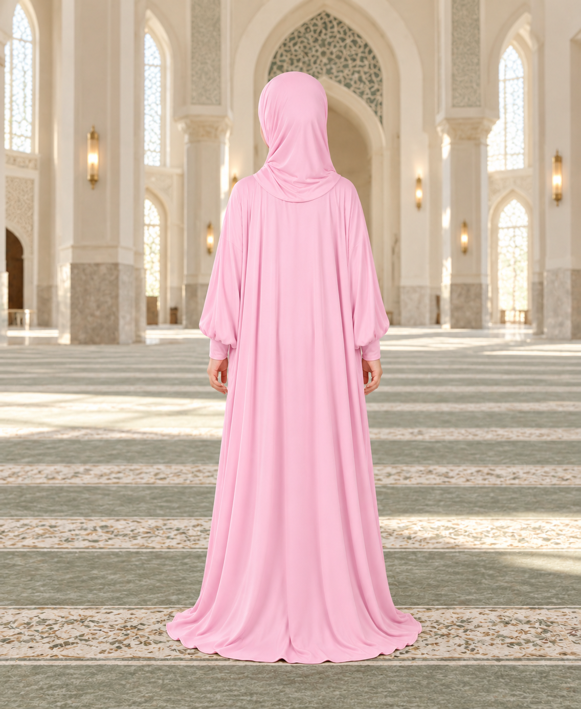 Mehar Zunaira kids namazi prayer dress for girls in Orchid Pink, view 4