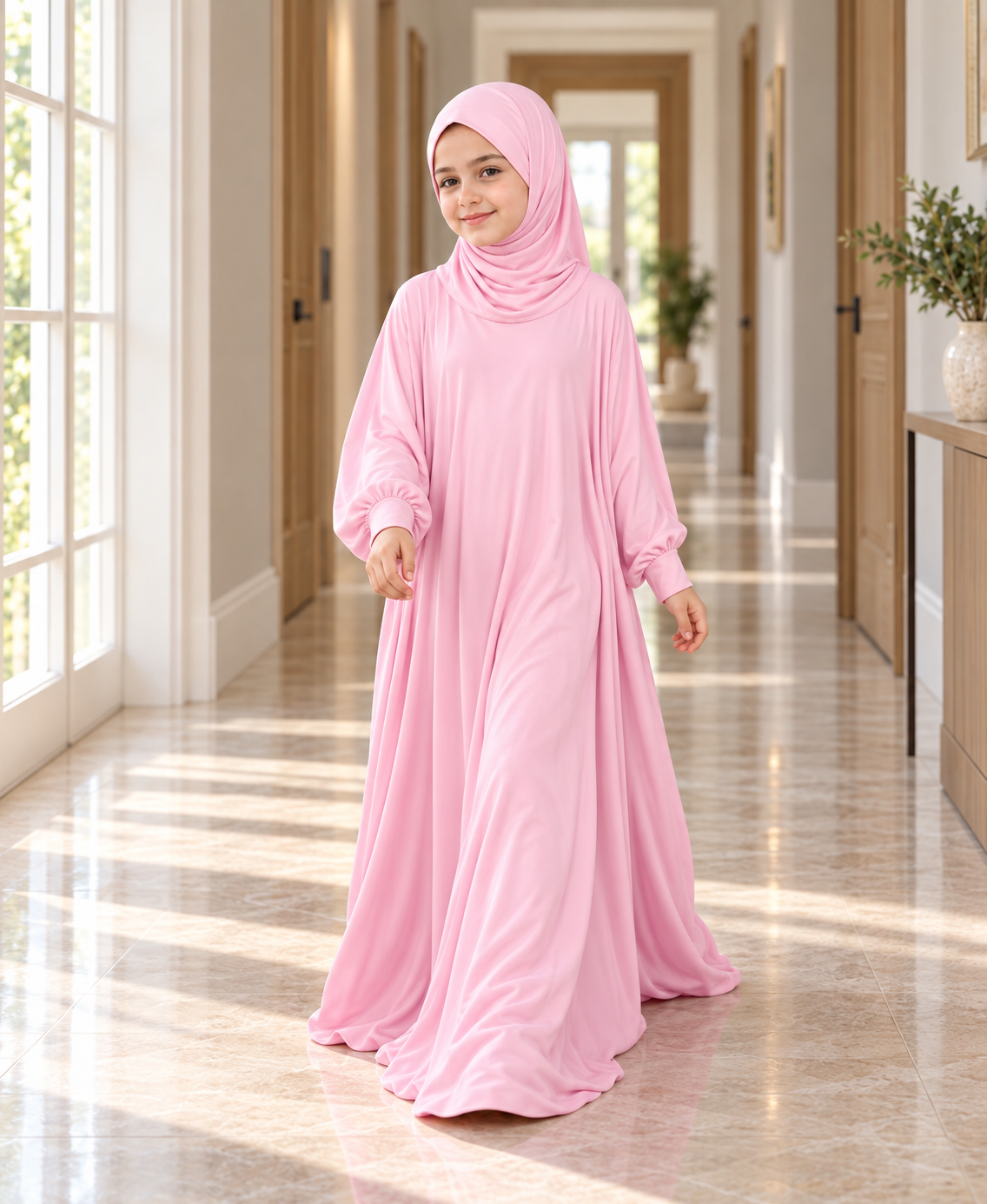 Mehar Zunaira kids namazi prayer dress for girls in Orchid Pink, view 6