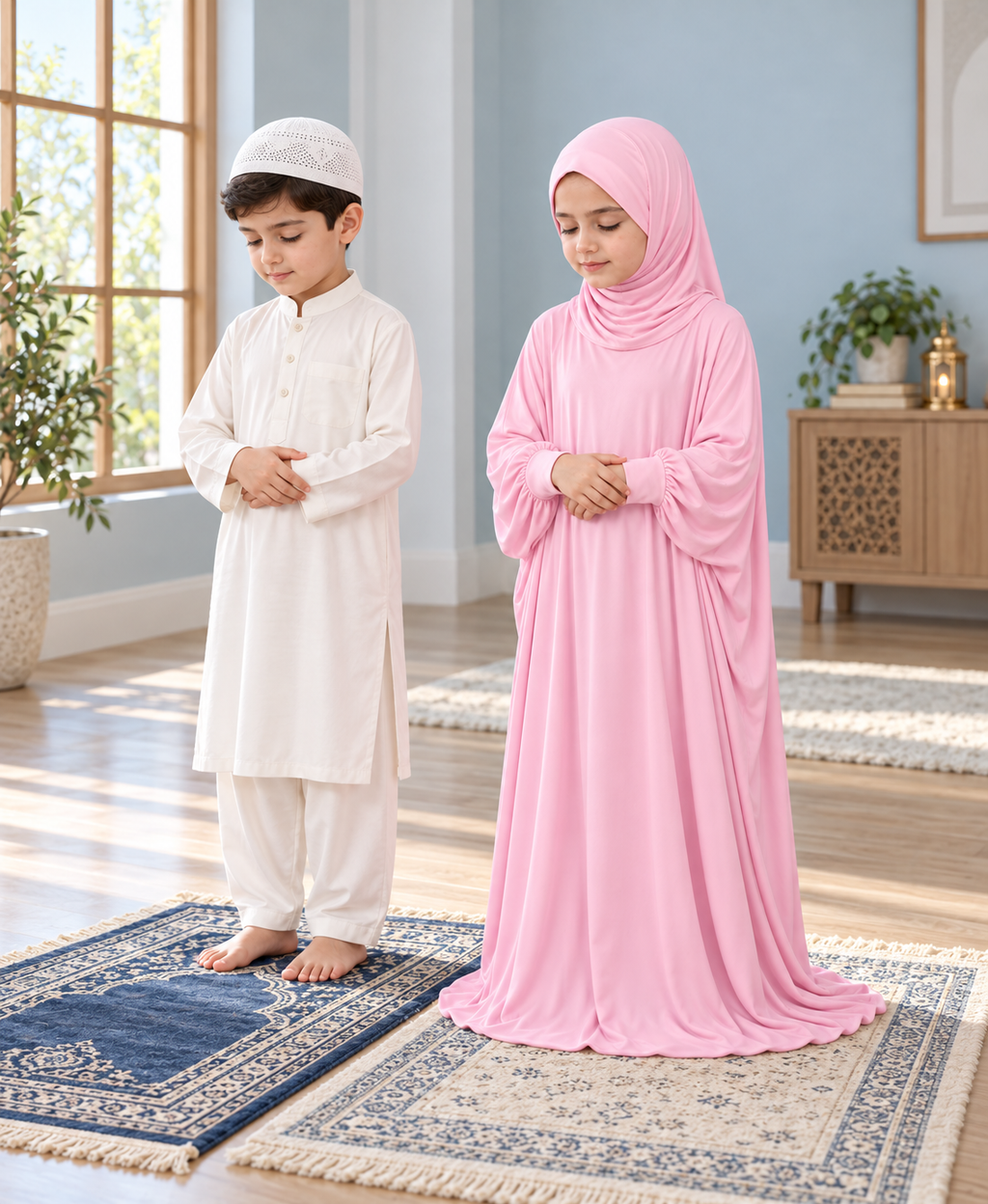 Mehar Zunaira kids namazi prayer dress for girls in Orchid Pink, view 9