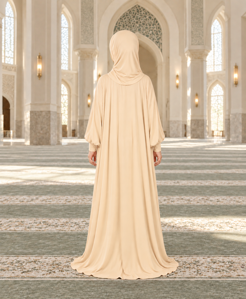 Mehar Zunaira kids namazi prayer dress for girls in Wheat, view 4