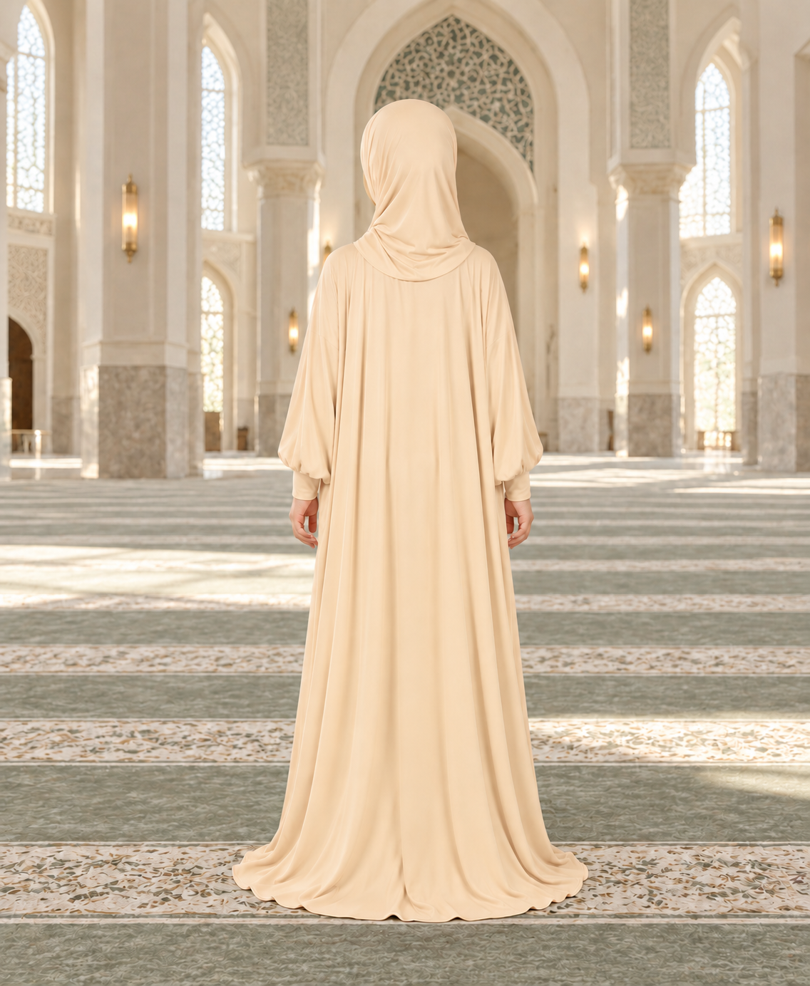 Mehar Zunaira kids namazi prayer dress for girls in Wheat, view 4