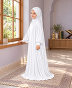 Mehar Zunaira kids namazi prayer dress for girls in White, view 3