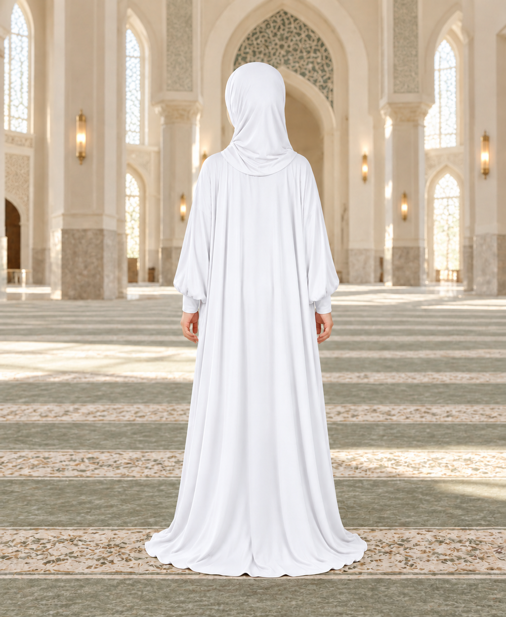 Mehar Zunaira kids namazi prayer dress for girls in White, view 4