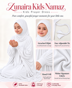 Mehar Zunaira kids namazi prayer dress for girls in White, view 6