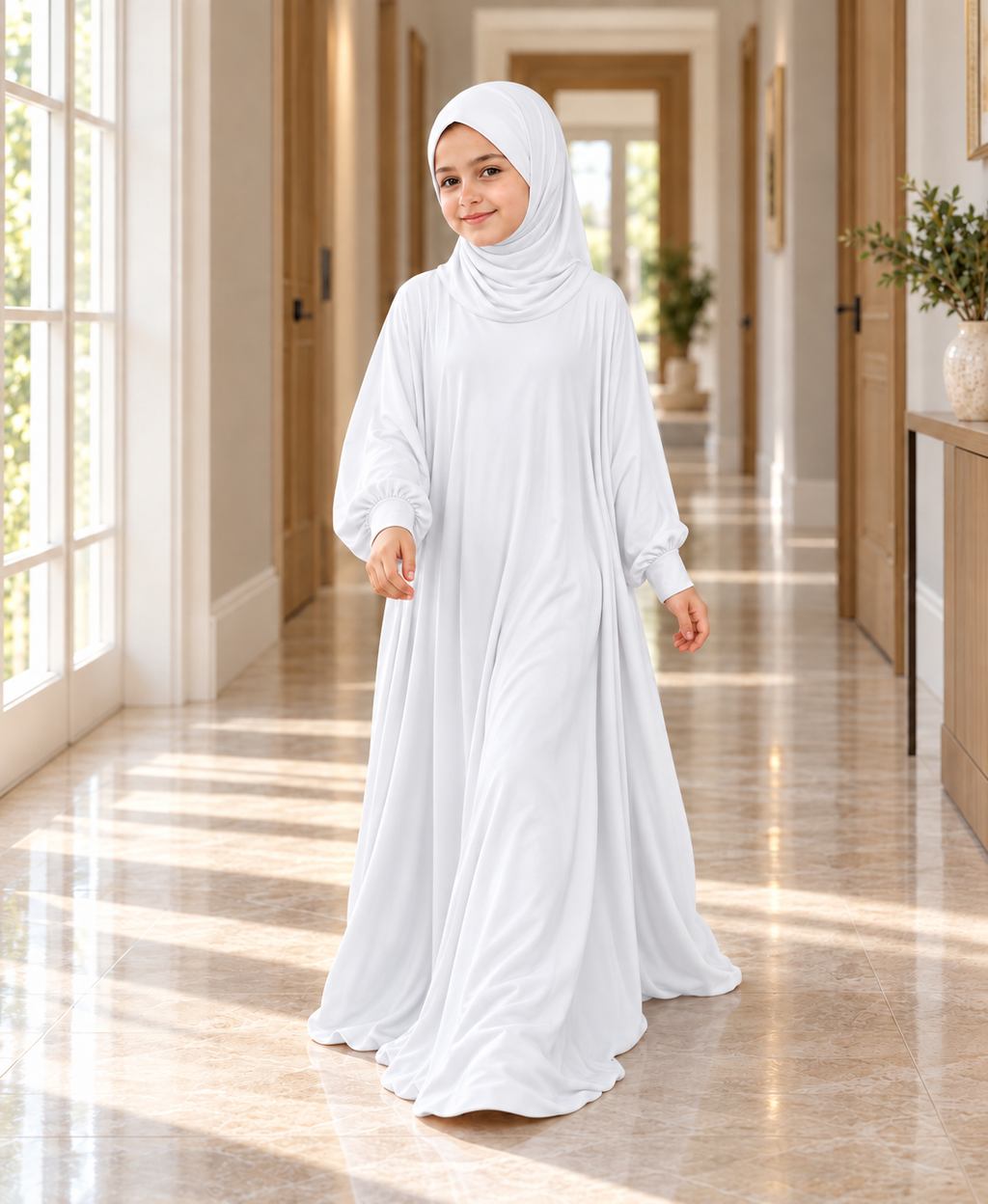 Mehar Zunaira kids namazi prayer dress for girls in White, view 7