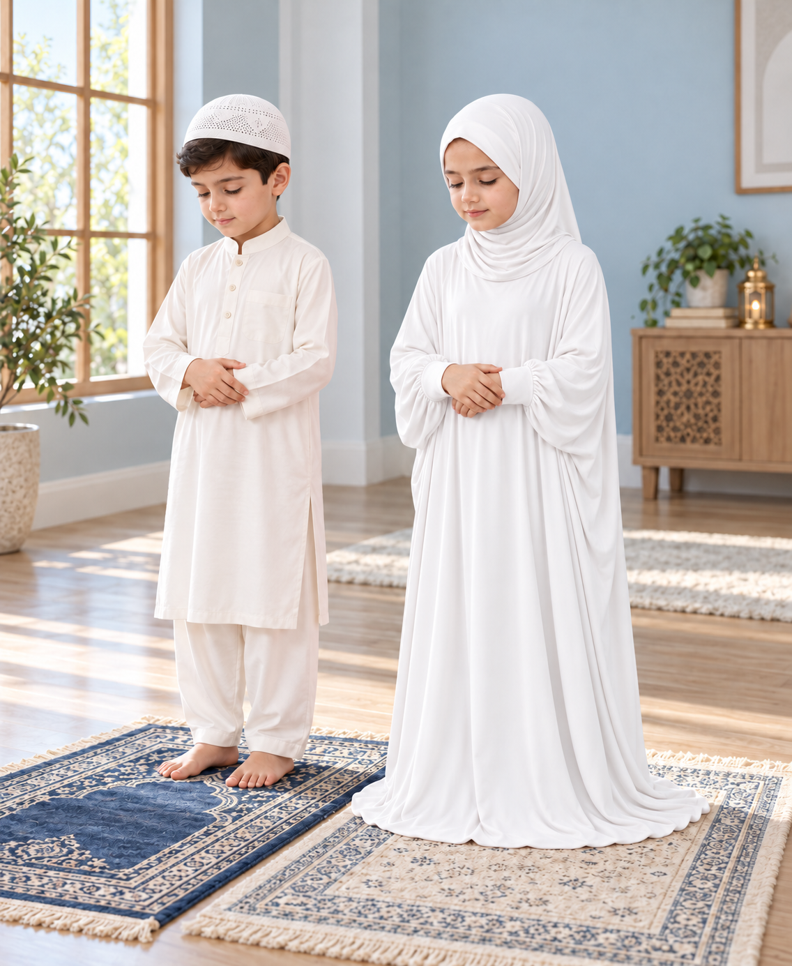 Mehar Zunaira kids namazi prayer dress for girls in White, view 8