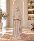 Mehar Zunaira kids namazi prayer dress for girls in Oyster Grey, view 1