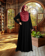 Mehar Hijab Naaz Hijab in Dark Maroon-Black