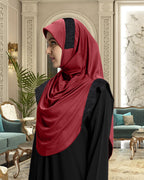Mehar Hijab Naaz Hijab in Dark Maroon-Black