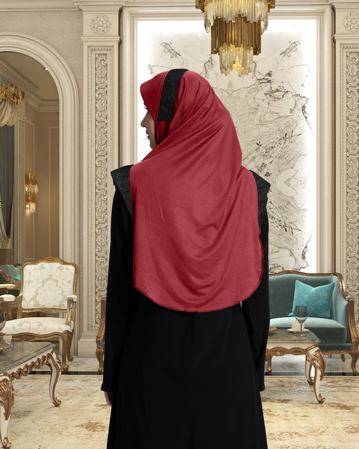 Mehar Hijab Naaz Hijab in Dark Maroon-Black
