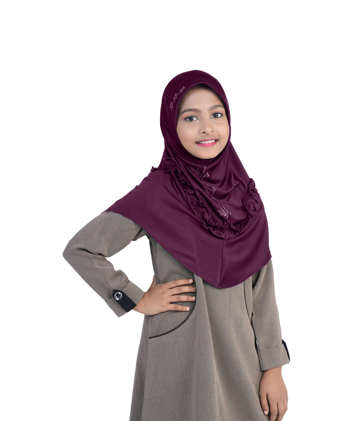 Mehar Little Nidha Hijab for Girls – Embellished with Embroidery, Rhinestones