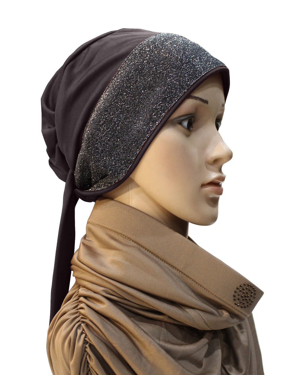 Mehar Hijab`s Women's Stylish Ponytail Headwrap Glitter Twinkle T Cap
