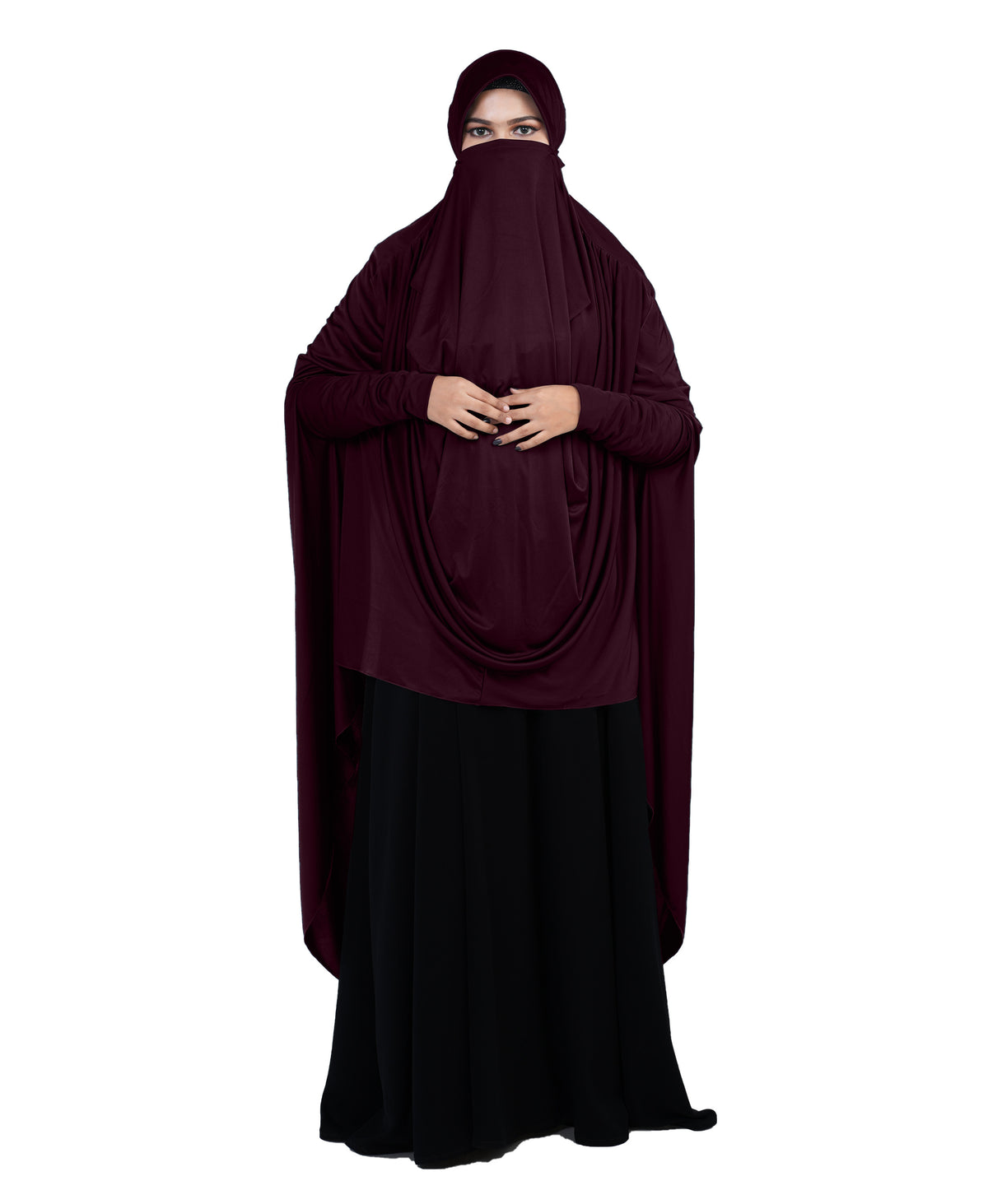 Mehar Hijabs Safia Face Mask Long Hijab for Women – Full Coverage Khimar with In
