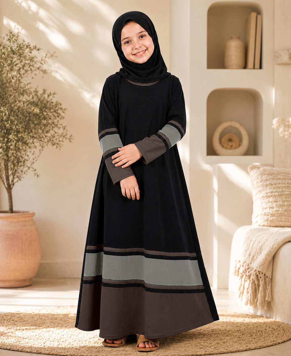 Mehar Little Shaheen Kids Abaya | Premium Lycra Crepe Islamic Dress for Girls