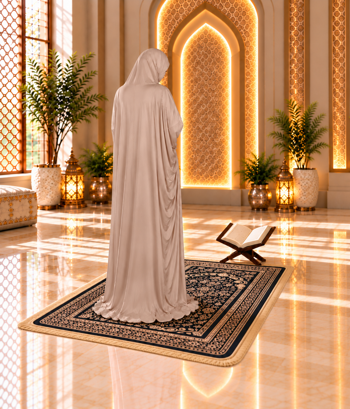 MEHAR Zahra prayer dress for Muslim women in Oyster Grey - view 5