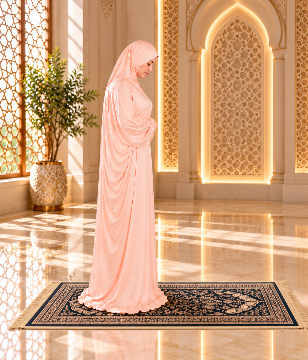 MEHAR Zahra prayer dress for Muslim women in Peach - view 4