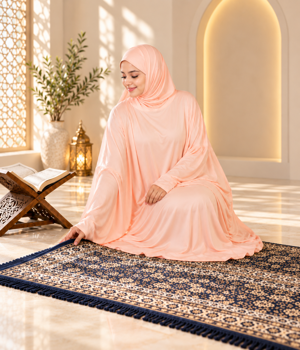 MEHAR Zahra prayer dress for Muslim women in Peach - view 6