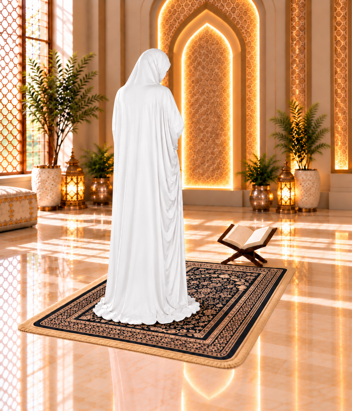 MEHAR Zahra prayer dress for Muslim women in White - view 4