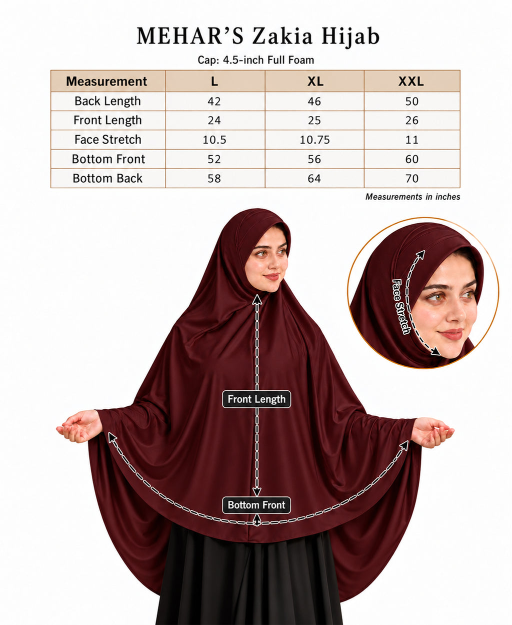 Mehar Zakia Long Hijab for Women | Mehar Signature Fabric | Modest Khimar